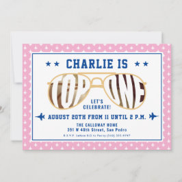 Invitación Piloto piloto de combate TopOne Rosado Tema de pri