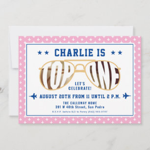 Invitación Piloto piloto de combate TopOne Rosado Tema de pri