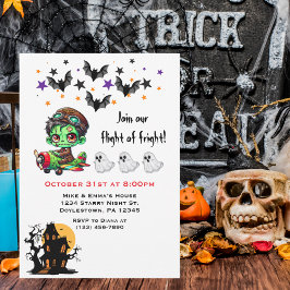 Invitación Piloto Zombie Caprichoso Avión Fantasmas y Murciél