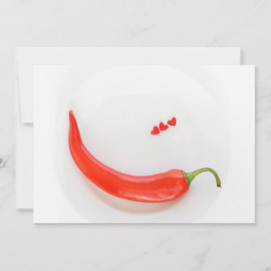 Invitación Pimienta caliente Corazón rojo blanco