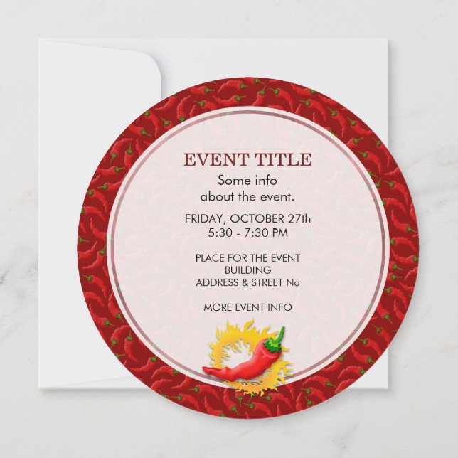 Invitación Pimienta con llama (Reverso)