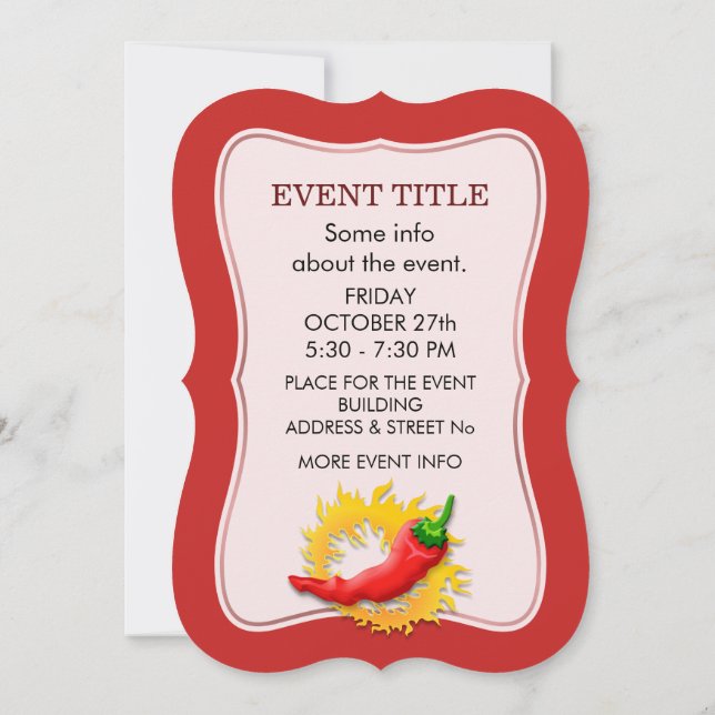 Invitación Pimienta con llama (Reverso)