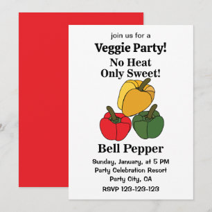 Invitación Pimiento Morrón Capsicum Amarillo Verde Rojo Fiest