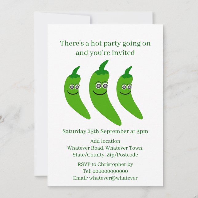 Invitación Pimiento Verde Chili (Anverso)