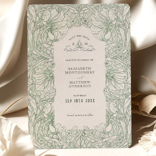 Invitación Pimpernel Muted Sage Green Cream William Morris