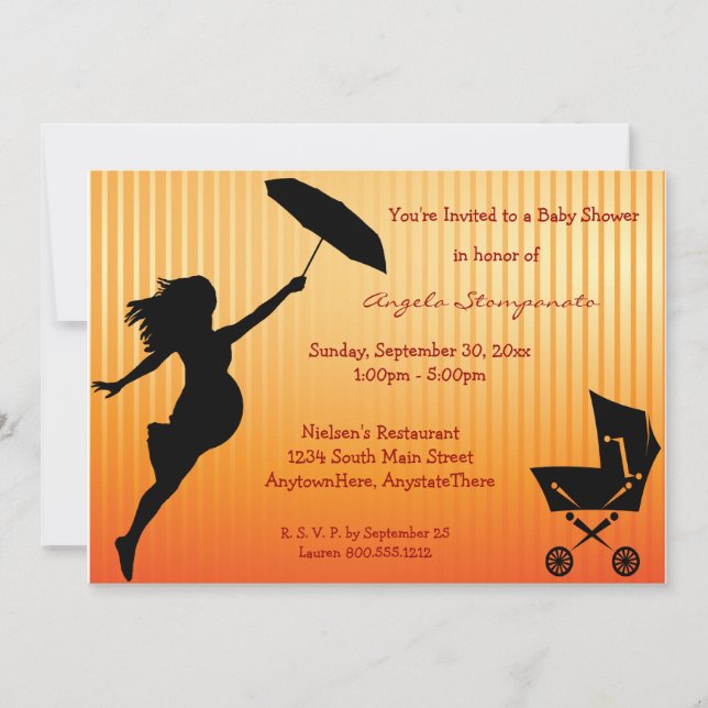 Invitación Pin-Rayada de Baby Shower del oro (Anverso)