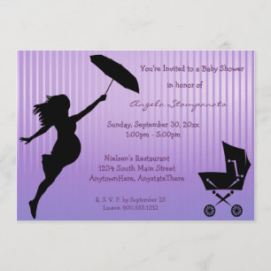 Invitación Pin-Rayada púrpura de Baby Shower