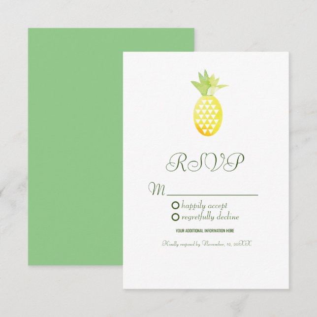 Invitación Piña Acuarela Geométrica Oasis Fruta (Anverso / Reverso)