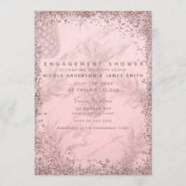 Invitación Piña de Compromiso con Brillo de Oro Rosa
