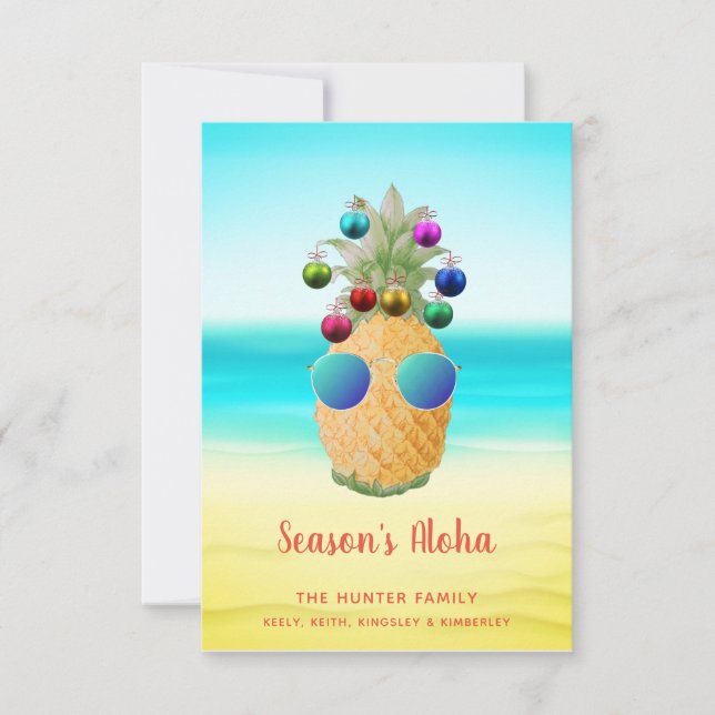 Invitación Piña de Navidades de la temporada de Aloha | Tarje (Anverso)
