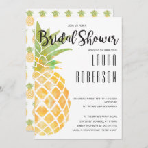 Piña de patrón acuarela | Brida Shower Invite
