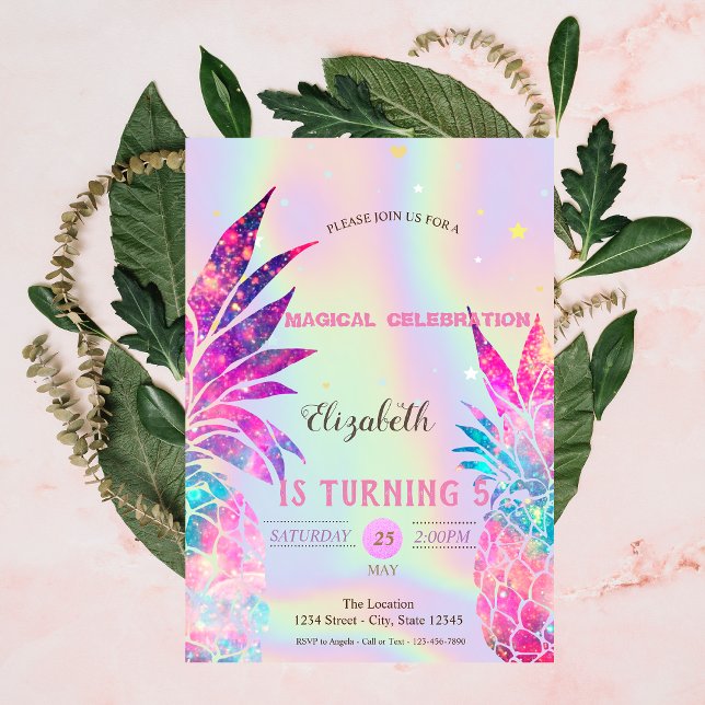 Invitación Piña holográfica elegante (Subido por el creador)