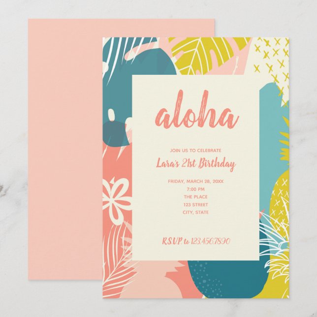 Invitación Piña tropical (Anverso / Reverso)