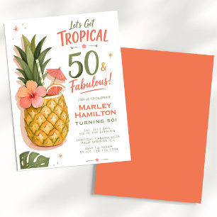 Invitación Piña Tropical 50 y Fabuloso