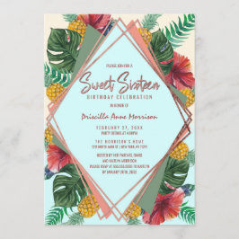 Invitación Piña tropical de verano deja dulce de flores 16