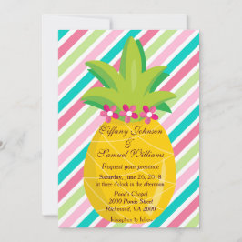 Invitación Piña y rayas arcoiris