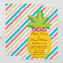 Invitación Piña y rayas arcoiris