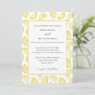 Invitación Piñas Amarillas Tropicales Boda