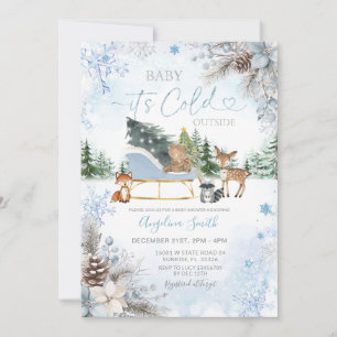 Invitación Piñas conos Azul Copo de nieve Camión Baby Shower
