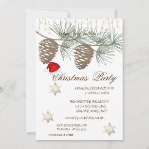 Invitación Piñas ,Copos de nieve Corporación de Navidad