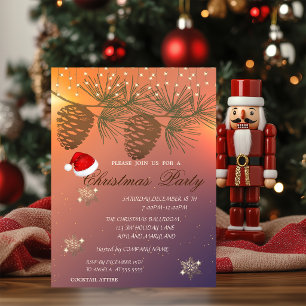 Invitación Piñas, Copos de nieve Corporación Navideña Brillan