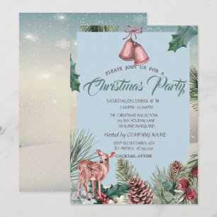 Invitación Piñas de Holly Berry, Fiesta de Navidad de la Comp