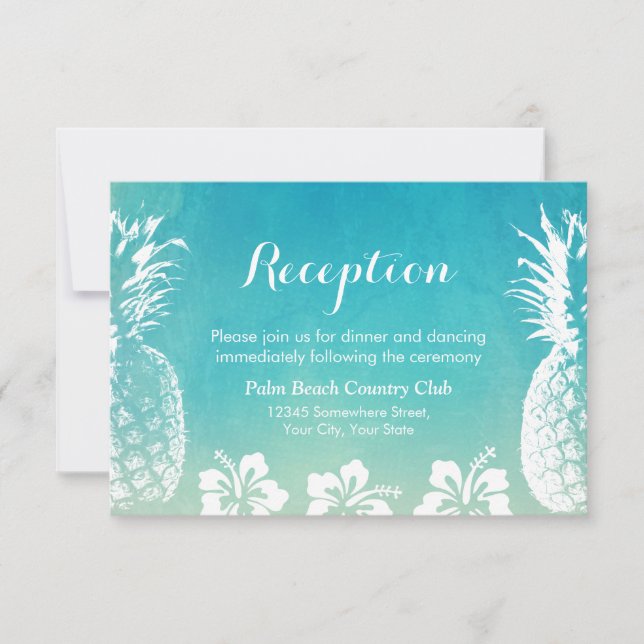 Invitación Piñas de la acuarela de la recepción nupcial de la (Anverso)