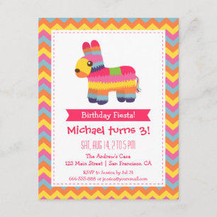 Invitación Piñata de Chevron Fiesta Mexicana Cumpleaños de Ni