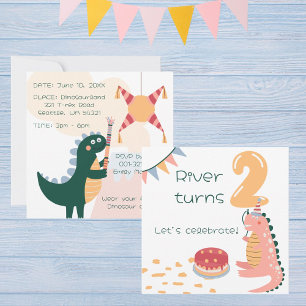 Invitación Piñata de cumpleaños de dinosaurio caprichoso edad