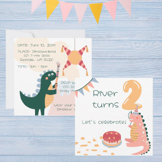 Invitación Piñata de cumpleaños de dinosaurio caprichoso edad