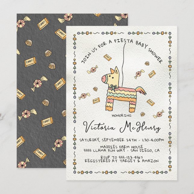 Invitación Piñata México Fiesta Baby Shower (Anverso / Reverso)