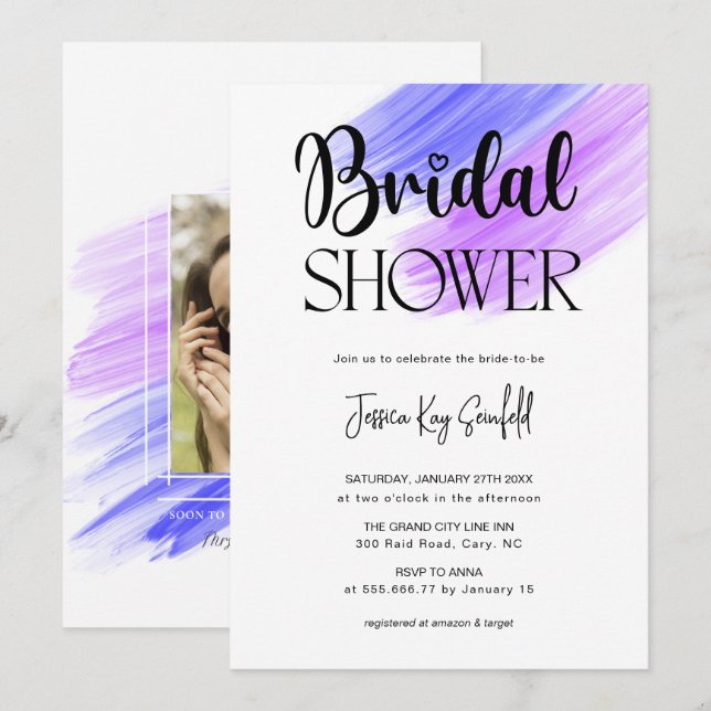 Invitación pincel de arcoiris elegante estalla ducha de novia (Anverso / Reverso)