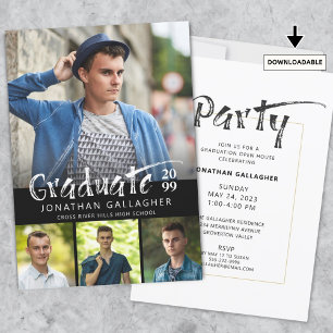 Invitación Pincel de graduación Collage de fotos de impresión