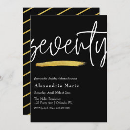 Invitación Pincel de oro elegante moderno 70 cumpleaños