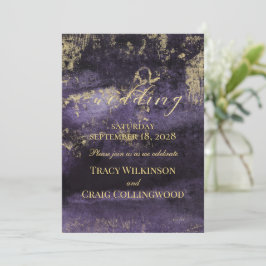 Invitación Pincel de oro sobre Boda de arte moderno profundo