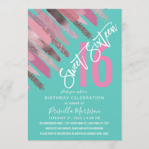 Invitación Pincel de pintado Purpurina Girona Dulce Verde azu