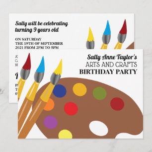 Invitación Pincel de pintura y paleta, arte y artesanía Cumpl