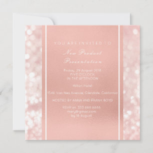 Invitación Pincel de Polvo Mínimo Metálico Rosa Oro Rosa Rosa