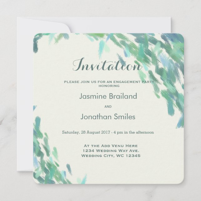 Invitación Pincel impresionista acaricia mar boda moderno (Anverso)