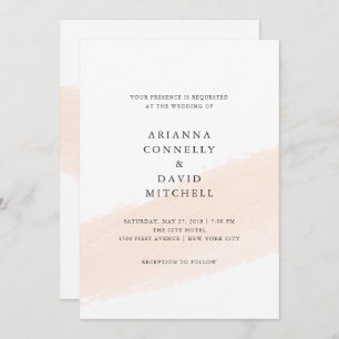 Invitación Pincel Minimalista Boda Rubor Pink Stripe