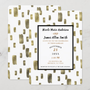 Invitación Pincel Moderno de Pintura Dorado Cobre Bronce Boda