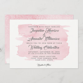 Invitación Pincel rosa de color de agua simple deslumbrado mo