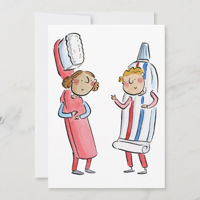 Invitación Pincel y pasta dental (Anverso)