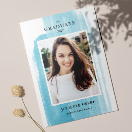 Invitación Pinceladas | Azul Foto Chica Graduación 