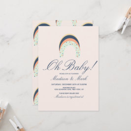 Invitación Pinceladas de Lluvia de Colores Baby Shower Rosa