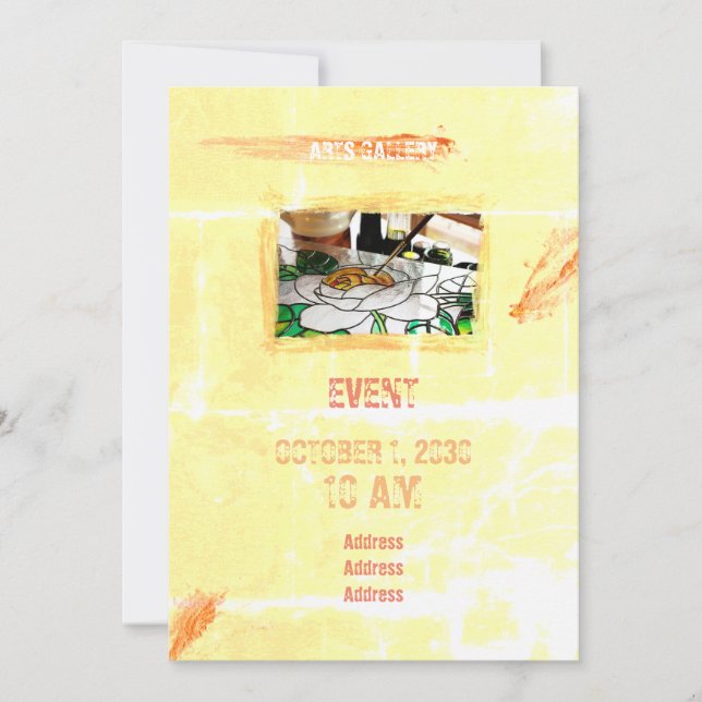 Invitación Pinceles amistosos Naranja Mantienen el arte dibuj (Anverso)