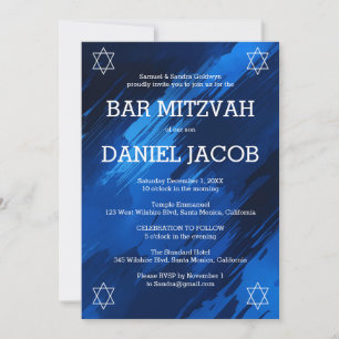 Invitación Pinceles azules estrellas Personalizado BAR BAT MI