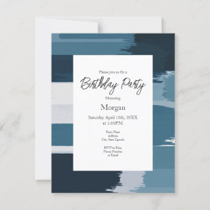 Invitación Pinceles azules verde azulados