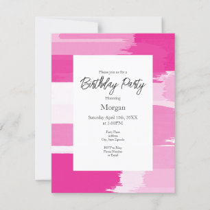 Invitación Pinceles blancos rosados calientes