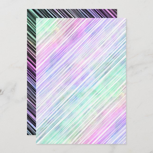 Invitación pinceles con rayas de gradiente de arco iris: (Anverso / Reverso)